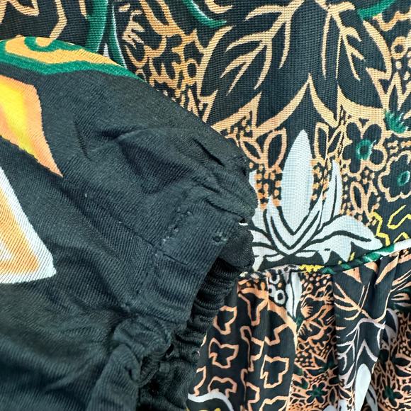 Vintage 60s 70s City Scene Maxi Dress Abstract Floral Boho Long Sleeve Medium - Picture 9 of 12